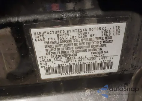 2024 Nissan Sentra Sv Xtronic Cvt from USA, damaged, VIN 3N1AB8CV2RY344004